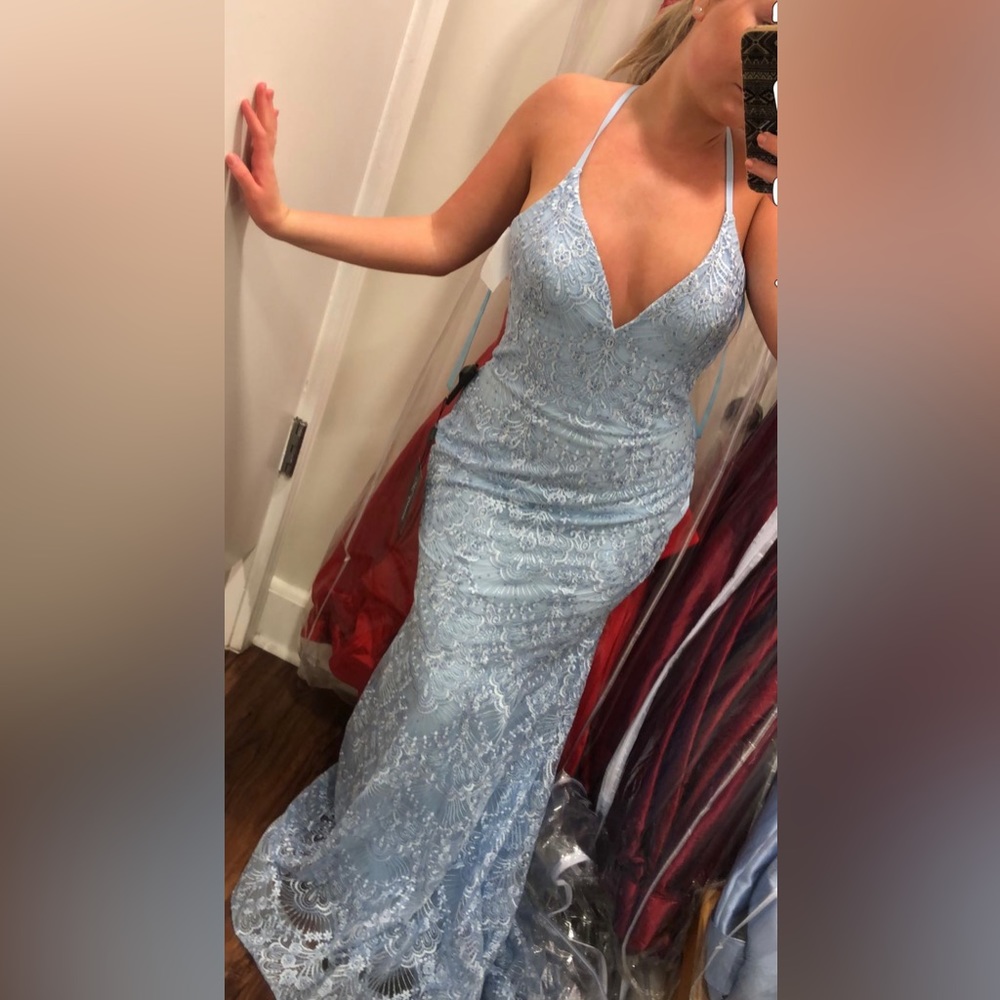 La femme cloud blue mermaid prom/formal dress